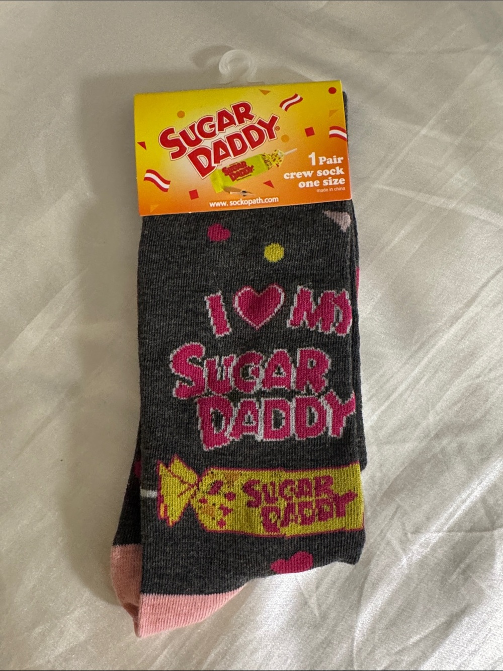 Women’s Crew Socks - Gray with Pink Accents